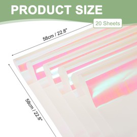 PATIKIL 22.8 x 22.8 Inch Flower Wrapping Paper, 20 Pcs Iridescent Double Sided Plastic Bouquet Packaging Waterproof Florist Supplies DIY Crafts Gift Packaging Gift Box Wedding, White