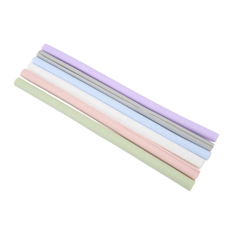 6PCS Openable Straws Silicone 9.8in Snap Washable Reusable Easy to