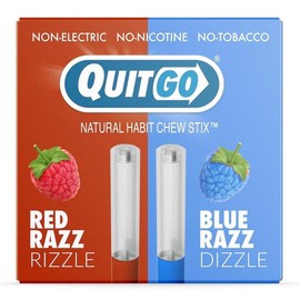 QuitGo Air Straw Red Razz and Blue Razz Habit Chew Stick – Plastic Reusable Natural Aid Straw to Curb Cravings & Breathe Freely - Color: RedRaz&BlueRaz