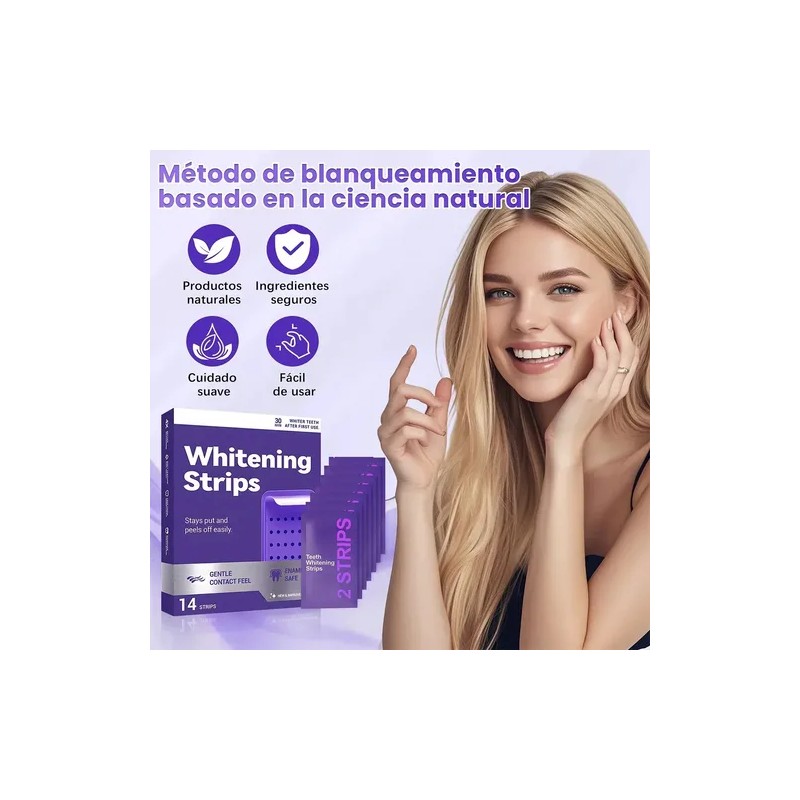 Tiras Blanqueadoras De Dientes Moradas - Sesión-14 Piezas