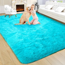 Noahas Large Fluffy Teal Blue 5x8 Area Rugs for Living Room Bedroom,Thick Shag Throw Rug,Big Soft Shaggy Bedside Non-Slip Plush Dorm Nursery Kids Carpet