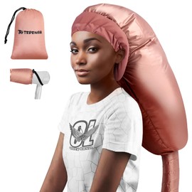 TEPENAR Hair Dryer Bonnet Attachment: Upgraded Extra Large Hooded Dryer Adjustable Hair Dryer Caps - Easy to Use for Natural Curly Textured Hair Care Styling Fast Drying - Rose Gold