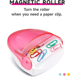 BITOSEE Paper Clip Holder，Magnetic Paper Clip Holder for Desk，Paperclip Holder with Gold Paper Clips 100pcs 28mm(1.1") , Cute Office Supplies for Desk Organizer (Pink, Paperclips Holder)