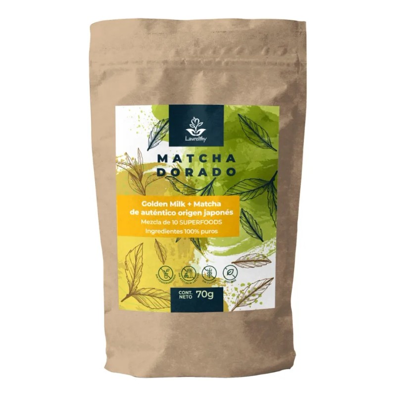 Té Matcha Dorado Laurelthy con 10 Superfoods Saludables 70g