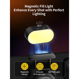 AOCHUAN Magnetic Fill Light for Gimbal, Mini Video Light w/3 Brightness and 3 Color Adjustment, Strong Magnetic Light Mounted on the Gimbal, Compatible for Hohem Zhiyun Feiyu Gimbal Stabilizer.