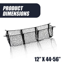 Zone Tech Three Pocket Mesh Trunk Cargo Net Storage Organizer– Premium Quality Black Heavy Duty Rear Compartment Netting for Car, Van, SUV Pickup