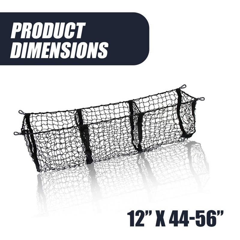 Zone Tech Three Pocket Mesh Trunk Cargo Net Storage Organizer–