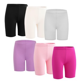 Coralup Girls Shorts Bike Shorts Summer Solid Color Pack of 6