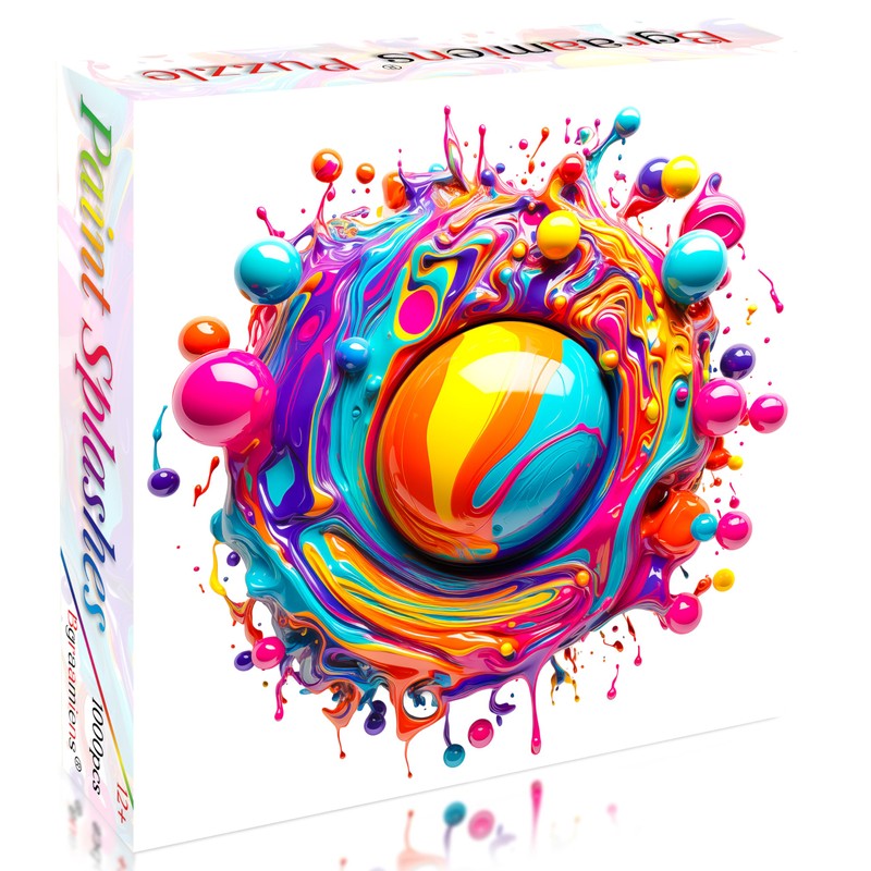 Bgraamiens Paint Splashes - 1000 Pieces Gradient Colorful Impossible Puzzle