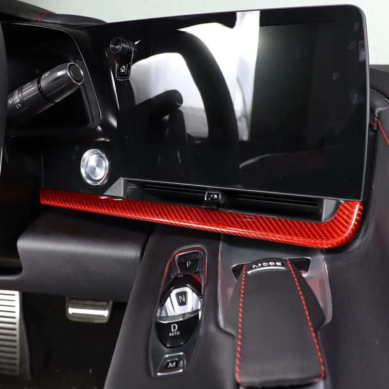 carmotion88 Red Dry Carbon Dashboard Trim Strip Accessories Cover For