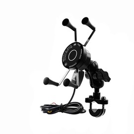 SHEAWA Motorcycle Charger Smartphone Holder, Qi Wireless Charger, 7.5 W, 10 W, Quick Charge 3.0, Fast Charging, 360 Degree Rotation, Aluminum, Power Switch, Car Holder, Can be Mounted on Motorcycle