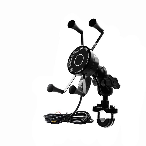 SHEAWA Motorcycle Charger Smartphone Holder, Qi Wireless Charger, 7.5 W,