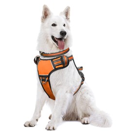 WINSEE Dog Harness No Pull, Pet Harnesses with Dog Collar, Adjustable Reflective Oxford Outdoor Vest, Front/Back Leash Clips for Small, Medium, Large, Extra Large Dogs, Easy Control Handle for Walking