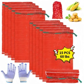 Leixterich 15 Pcs 31''x20''Mesh Onion Bags, Extra Large Mesh Storage Produce Bags, Reusable Vegetable Storage Bags, mesh vegetable bags with Drawstring for Onions, Potatoes, Citrus, Crawfish, Firewood
