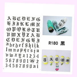 (Lot of 2 Sheets) Butterfly Nail Stickers Waterproof DIY Decal Pink Flower Type 180 Black Letter for Nails Design Nail Art Stickers Decals Supplies Manicure Tips Sticker Colorful for Nail Decorations