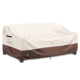 Finiboko 3-seater Outdoor Couch Cover,85"Wx38"Dx35"H Patio Sofa Cover,100% Waterproof Heavy Duty Patio Furniture Covers,Beige&Brown