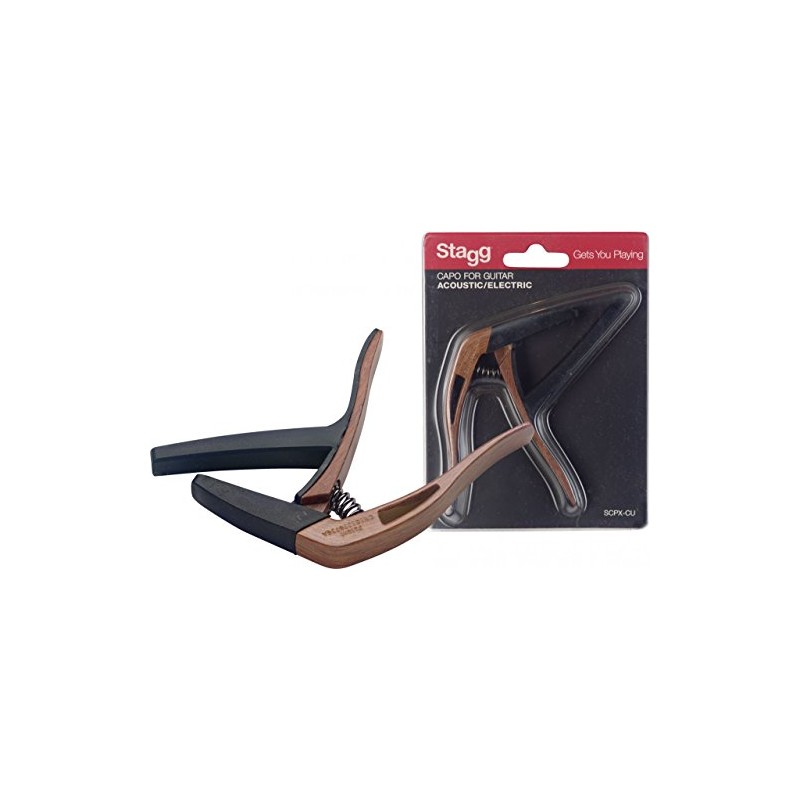 STAGG SCPX-CU DKWOOD Dark Wood Effect Curved Trigger Capo for
