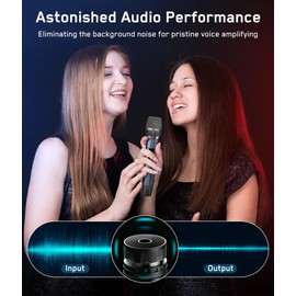 Meloace Rechargeable Wireless Microphone, Two Metal UHF Microphones with 1/4" Receiver, Plug-and-Play for Karaoke Singsing, Lecture, Stage Performance, PA System (Blue&Grey)