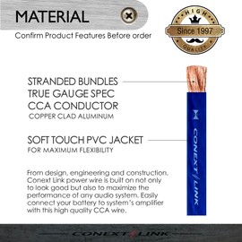 25ft Blue 8 Gauge Amplifier Power Ground Wire 25ft 8 GA AWG Amplifier Cable Roll