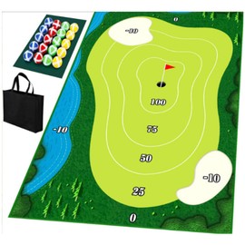 Portable Indoor/Outdoor Golf Game Set with Chipping Golf Play Mat, Hitting Mats, and Golf Training Aid Equipment for Home Backyard Practice - Includes 16 Golf Balls,D style 80 * 150cm