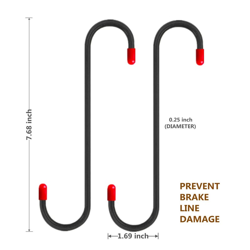 2 PCS Brake Caliper Hanger Hooks with Red Rubber Tips,Auto