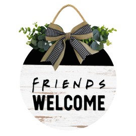 Door Decor Sign,Rustic Hanging Friends Welcome Wooden Signs Family Sign Rustic Wall Decor Indoor and Outdoor Vintage Wooden Decoration Farmhouse Primitive Wall Decor for Home Wall Sign Door,12inch