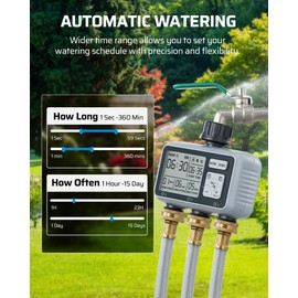 DEWENWILS 3 Zone Sprinkler Timer, Outdoor Water Timer, Programmable Hose Faucet Controller, Automatic Garden Watering System for Garden, Lawn, Yard