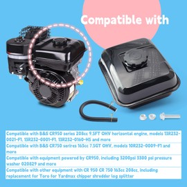 GLOXTED Gas Fuel Tank Compatible with B&S CR750 CR950 208cc 163cc 5HP 6.5HP OHV Horizontal Engine Pressure Washer Water Pump for Toro & for Yardmax Chipper Shredder Log Splitter