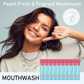 Mini Mouthwash Travel Size,Peach Flavor Portable Individual Travel Mouth Wash for Fresh Breath, Refreshing Long Lasting Gentle Oral Care Mouthwash Packs(Pack of 20)