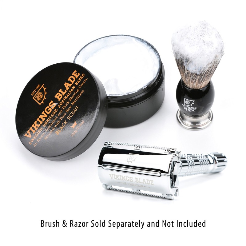 VIKINGS BLADE Luxury Shaving Cream, Black Ocean Scent, Silky Buttery