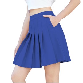 SANGTREE Falda plisada para niñas con cómoda banda elástica, 2 años - US 2XL, Azul Royal, 8-9 Años