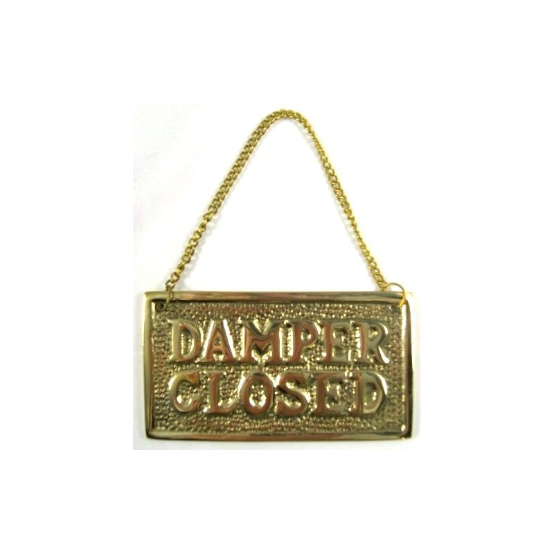 Hanging Solid Brass Fireplace Damper Open Closed Sign