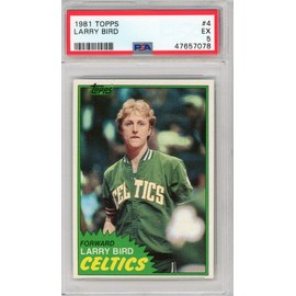 Graded 1981 Topps Larry Bird #4 2nd Year Basketball Card PSA 5 Excellent