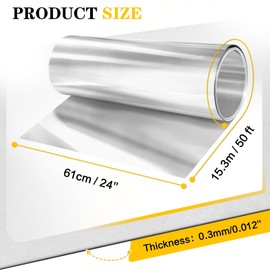 24'' x 50' Aluminum Flashing Roll, 0.3mm Thickness Metal Roof Flashing Roofing Panels for Sealing Windows Doors Siding Roofing Stains Moss and Mildew Prevention