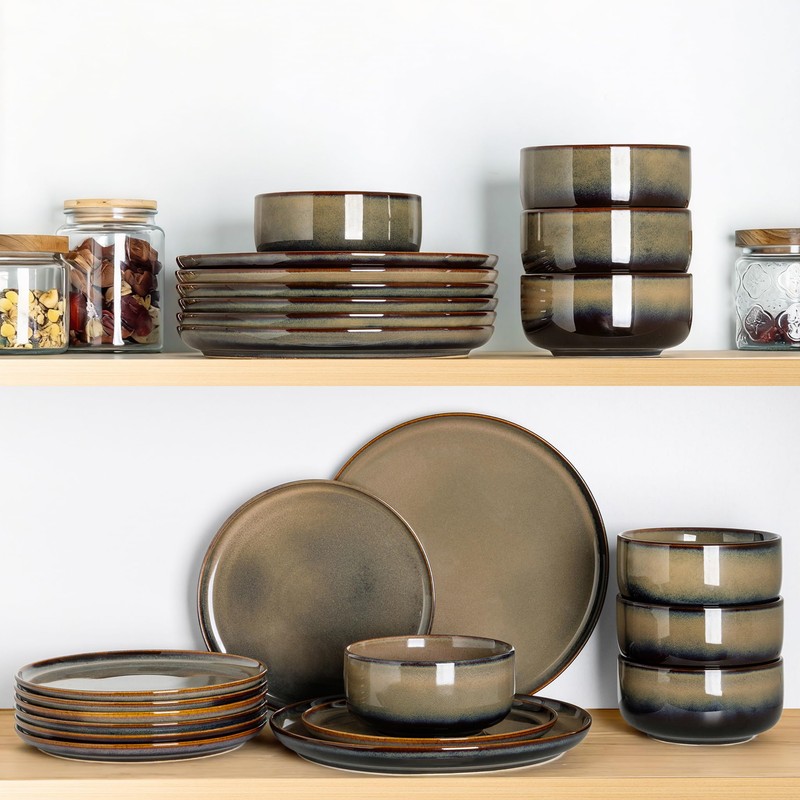 theterra Dinner Plates Set of 6, 10.5 Inch Ceramic Dinner