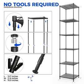 Barrina CX83 Plant Stand with Grow Lights, 6-Tier Plant Shelf with 10W Full Spectrum Ultra-Thin Grow Light Panel, 3 Modes, Auto Timer, Ladder Flower Pot Stand Display Rack 15.7" L x 11.8" W x 70.9" H