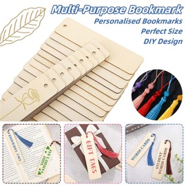 20 Pieces Blank Bookmark with Holes, Wooden Blank Bookmark Set, Wooden Bookmark with Tassel, Tassel Bookmark with 20 Pieces Colourful Tassels and 1200 Sheets Sticky Notes