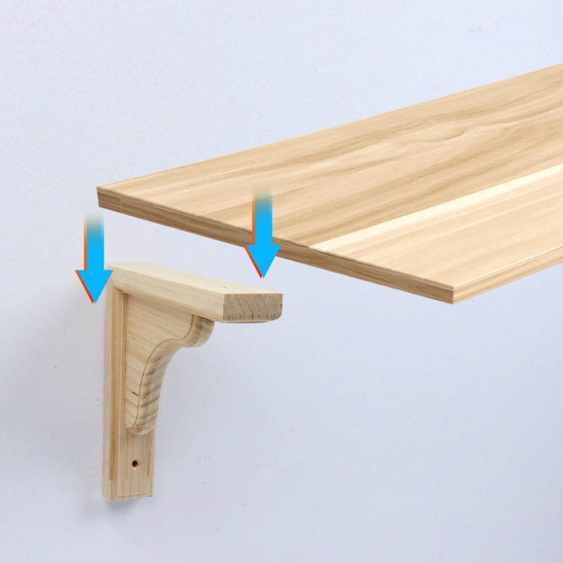 Antrader Solid Wall Mount Wood Shelf Bracket,6 Inch Wooden Shelf