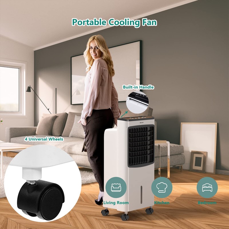 COSTWAY Evaporative Cooler, 3-in-1 Air Cooler with Remote Control, 3-Mode,