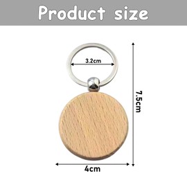 Pack of 15 Wooden Keyrings, Blank Key Ring, Blank Wooden Key Rings for Painting, Writeable for DIY Decoration, Gifts, Key Ring