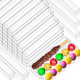 Pretzels Rods Boxes Clear Gift Boxes Lid Packaging Boxes Plastic Favor Boxes Chocolate Covered Pretzels Gumballs Boxes 1 x 1 x 8 Inch for Wedding Baby Shower Christmas Party Cookie Treats (40 Pieces)