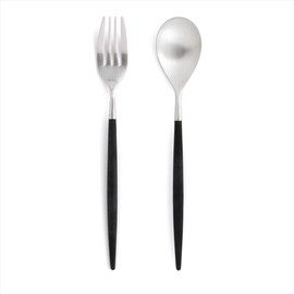 Cutipol MIO Black/Matte Silver Dinner (Fork/Spoon), Set of 2