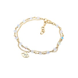 Elli Women's Evil Eye Bracelet with Crystals in 925 Sterling Silver Gold-Plated, Facet cut, Crystal