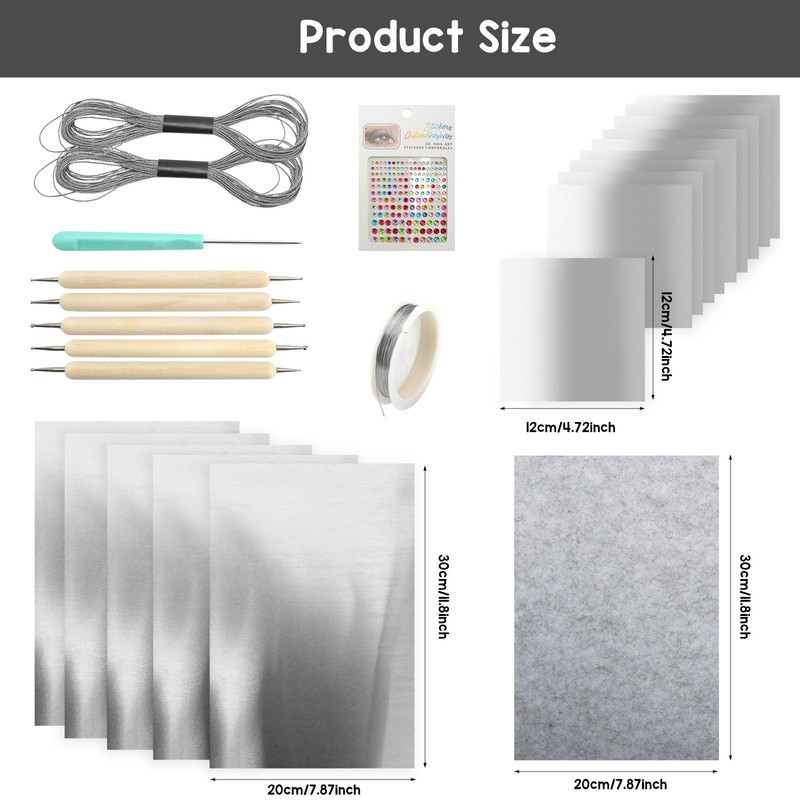 15 Pcs Silver Aluminum Leaf Sheets, Embossing Foil for Craft