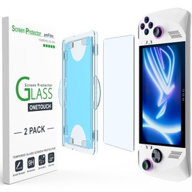 amFilm OneTouch Screen Protector Designed for ASUS ROG Ally Handheld 7 inch 2023 - with Auto Alignment Kit, Bubble Free, Tempered Glass, 2 Pack