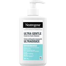 Neutrogena Ultra Gentle Cream-to-Foam Cleanser, Face Wash for Sensitive Skin, Dry Skin, Cleanser, Dermatologist Tested, Hypoallergenic, Cica, Fragrance Free, 354mL