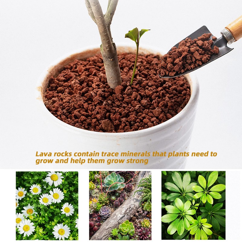 1.5 Lb Red Lava Rocks for Plants Decorative Landscaping 1/2"