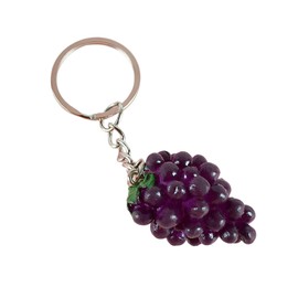 COLORFUL BLING Creative 3D Fruits Keychain Funny Simulated Fresh Strawberry Pitaya Grape Orange Key Ring Bag Jewelry-Grape