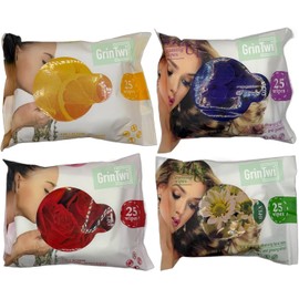 Toallitas Desmaquillantes con Vitamina C y Ginseng, 3 en 1 Limpieza Facial, Efecto Calmante, 25 Piezas por Paquete, 4 Paquetes, 100 Toallitas Totales