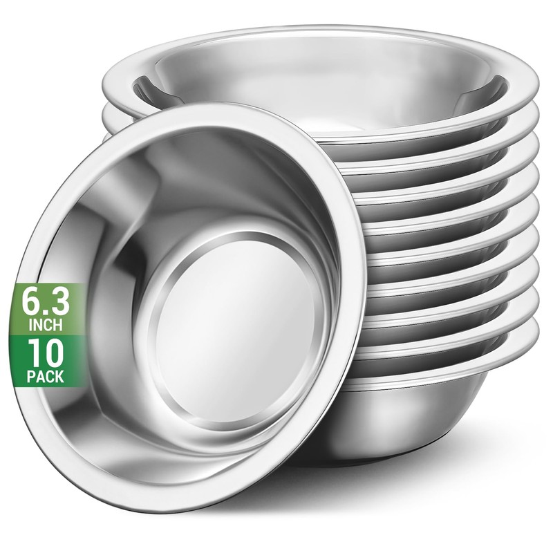 Offiper 304(18/8) Stainless Steel Mixing Bowls for Kitchen, 10 Pack